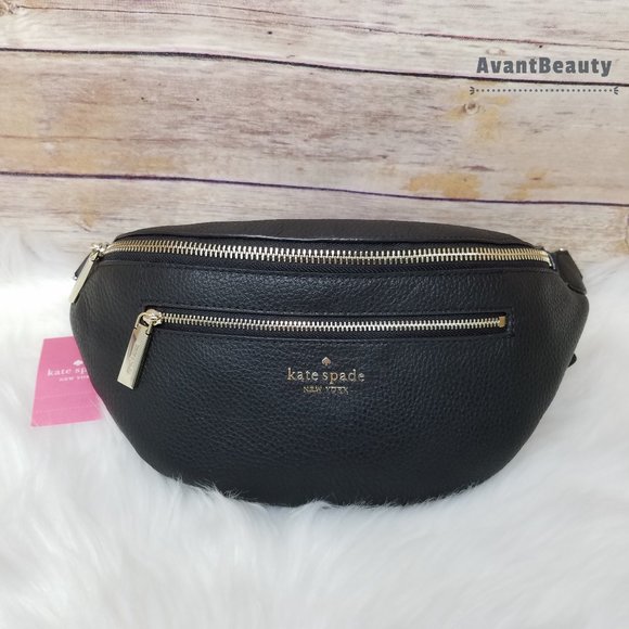 Kate Spade Belt Bag Leila Black Leather Fanny Bag leather...